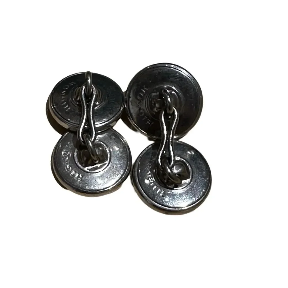 Vintage Grey Mother of Pearl Hickok Chain Cuff Links Cufflinks
